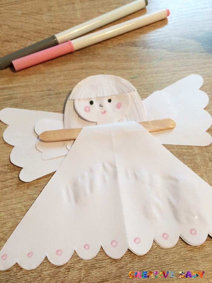 Бумажный ангелок – аппликация для детей из кругов