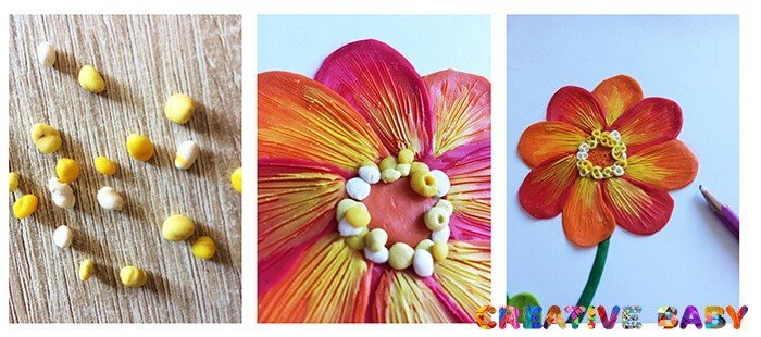 Пластилинография «Весенние цветы» из воскового пластилина